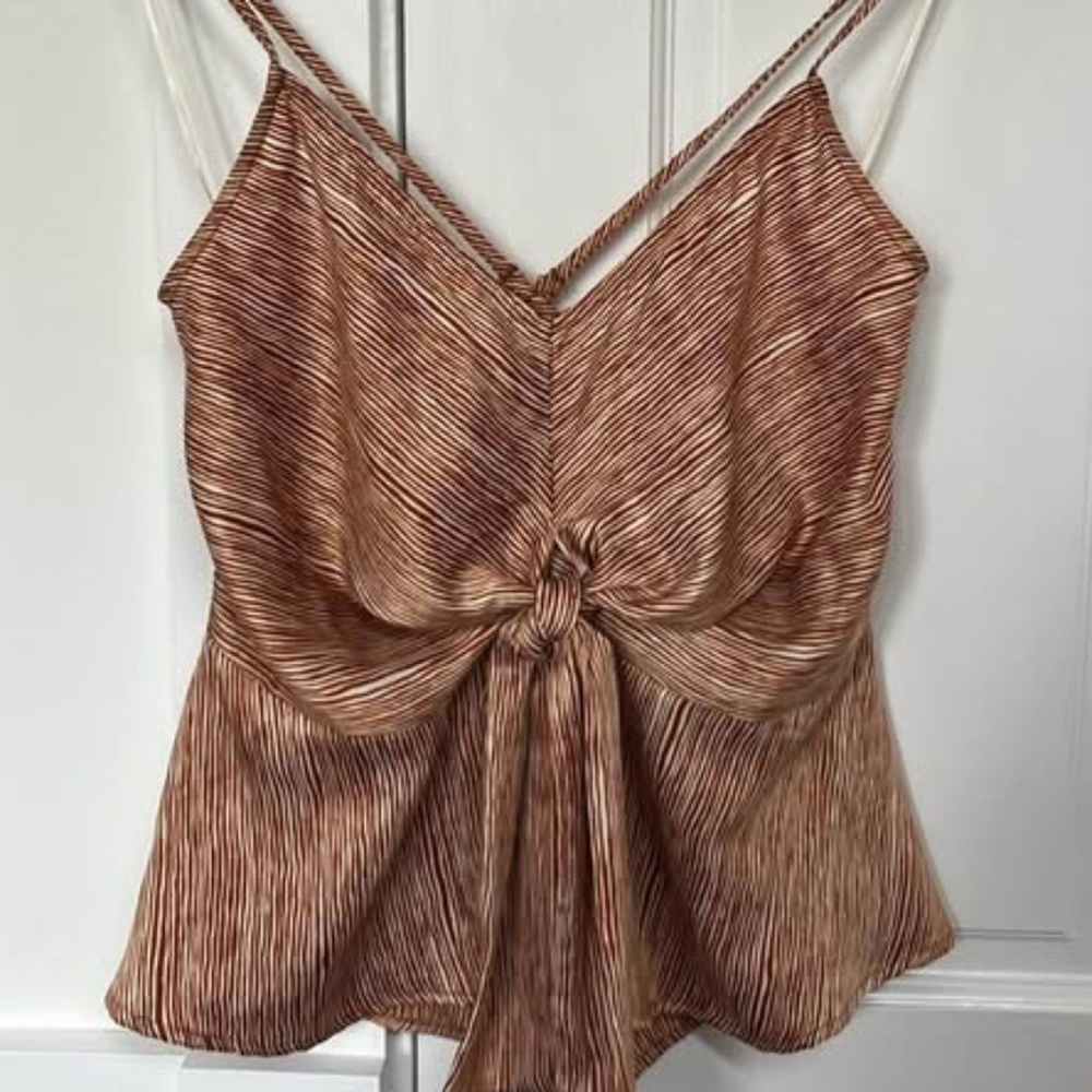 Silky Orange and White Cross Back Top